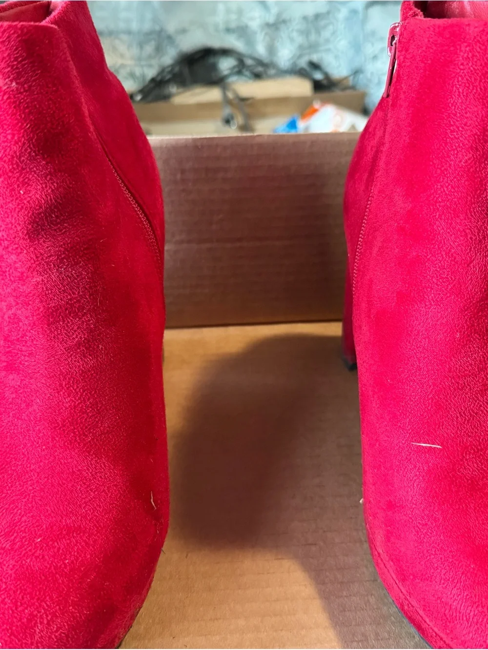 Dream Pairs Red Suede Platform Ankle Booties